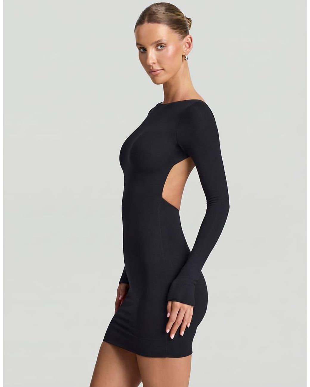 Oh Polly Blue Modal Blend Seamless Long Sleeve Midi Dress