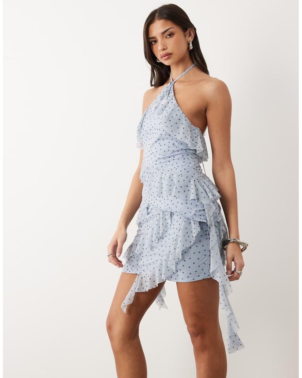 ASOS Blue Co-ord Stretch Chiffon Ruffle Mini Skirt