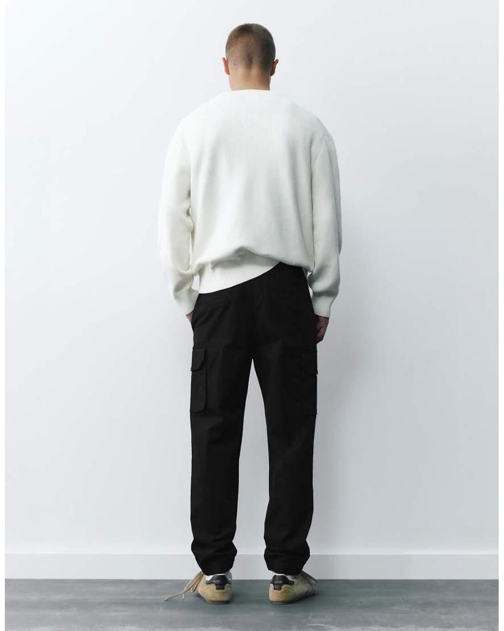 Pull&Bear White Cargo joggers for men