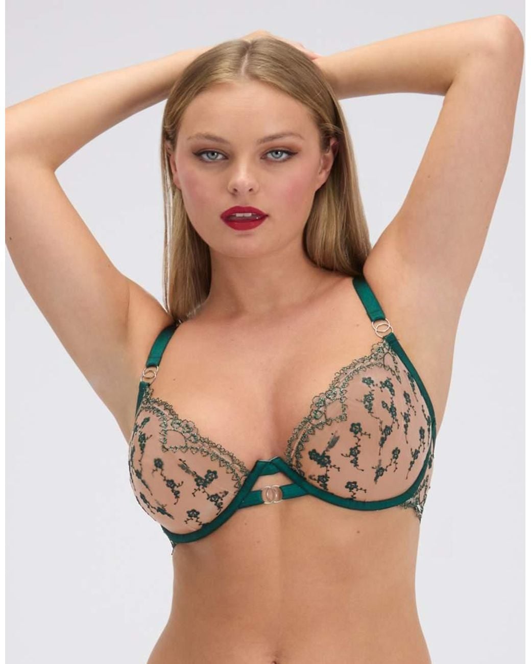 Boux Avenue Black Eugenia Embroidered Unpadded Underwired Plunge Bra