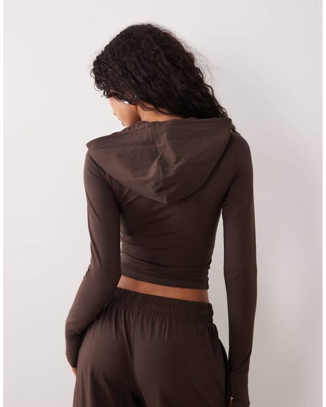 Kaiia Brown Cotton Rich Zip Through Hoodie