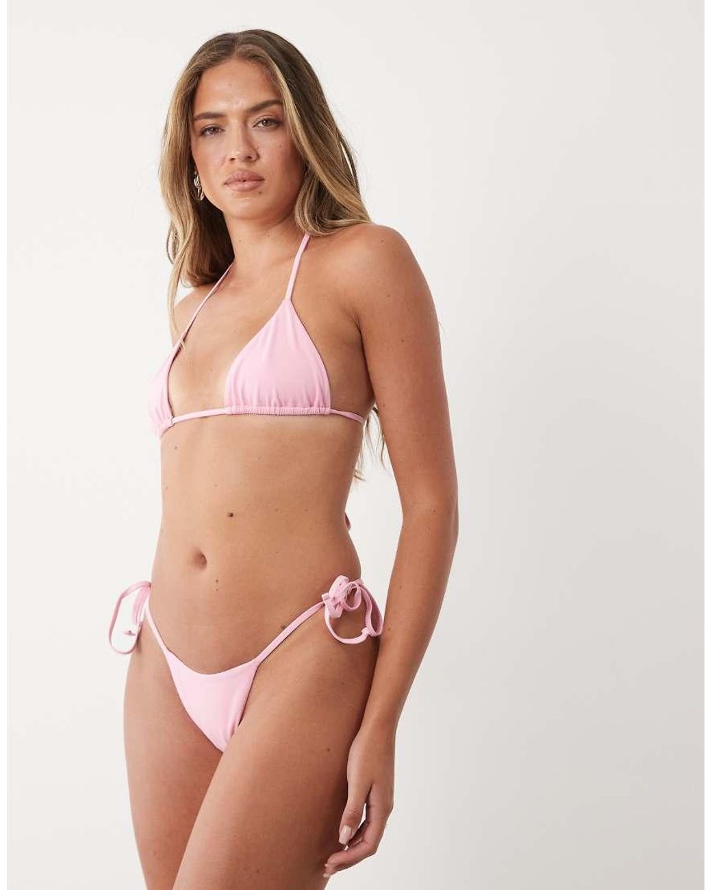 Oh Polly Pink Tie Side Thong Bikini Bottom Co-Ord