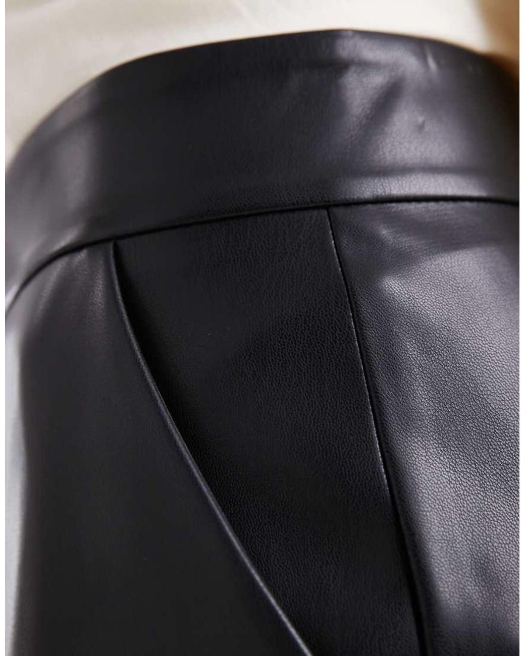 ASOS White Faux Leather Straight Minimal Trouser
