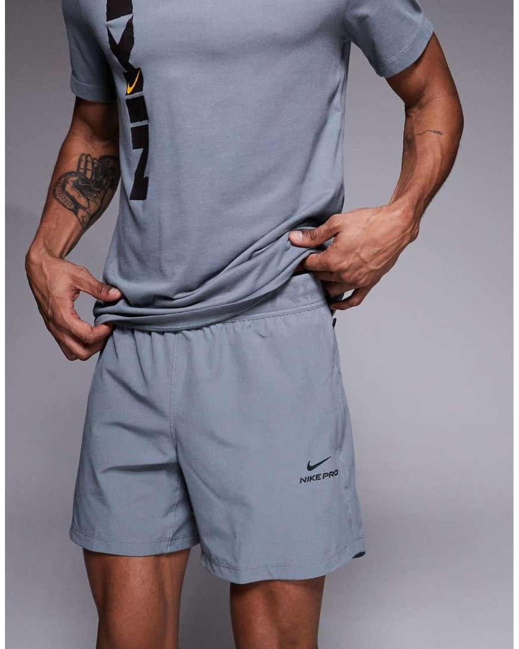 Nike Gray Pro Dri-fit 6 Inch Shorts for men