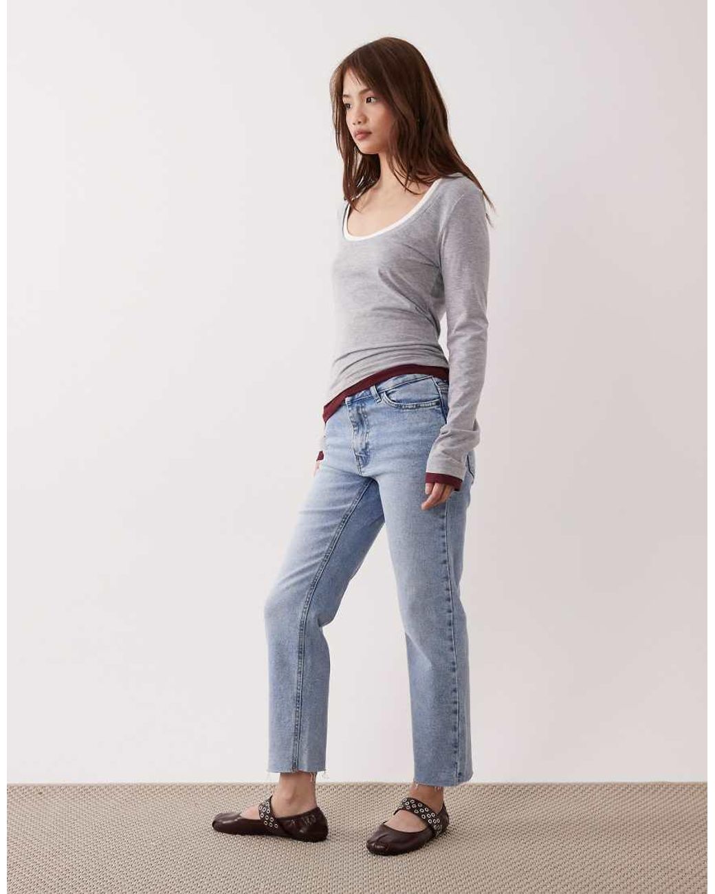 JDY Petite Blue Lullu High Waist Straight Leg Jeans