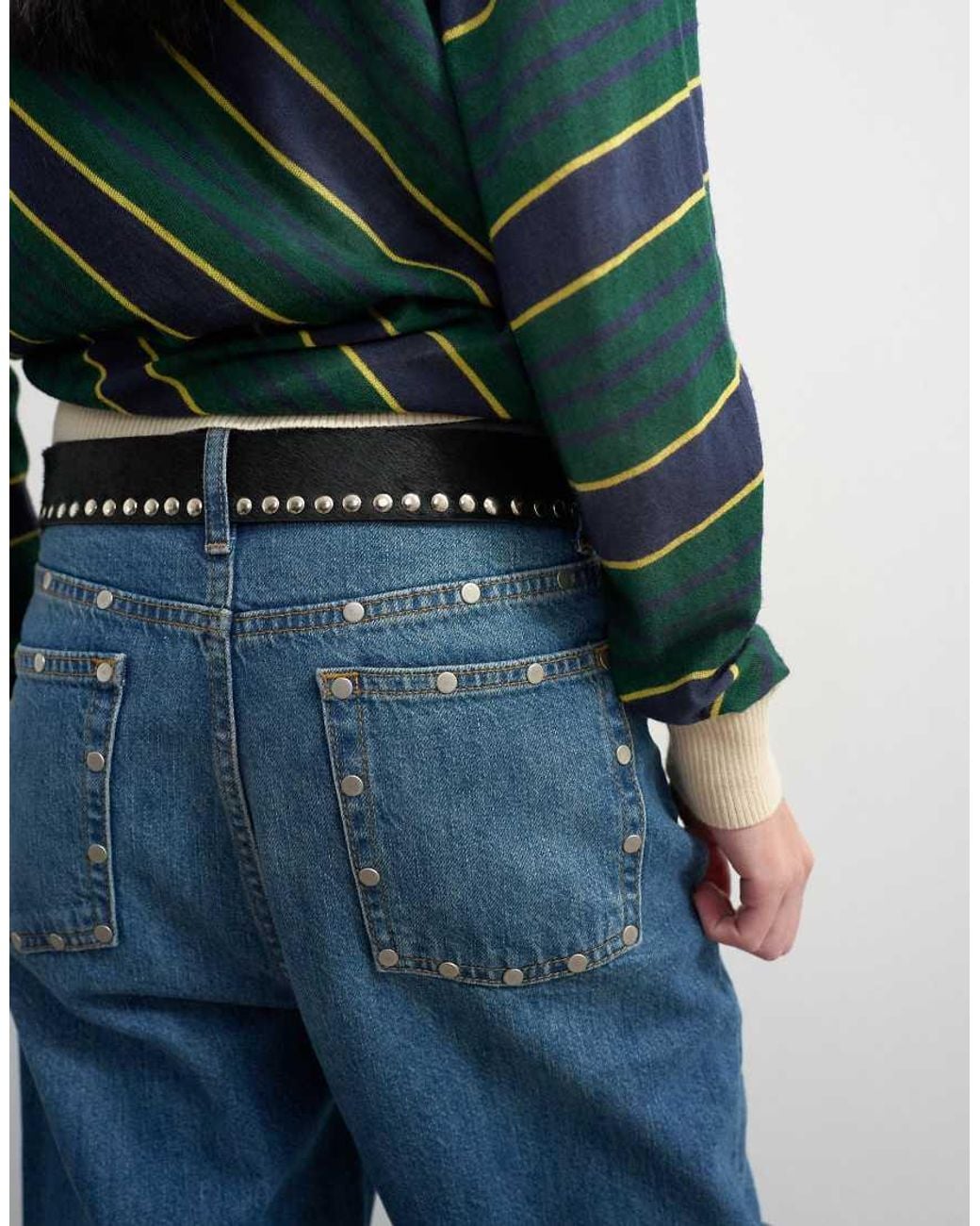 TOPSHOP Multicolor X Talia Byre Premium Hair On Real Leather Studded Belt