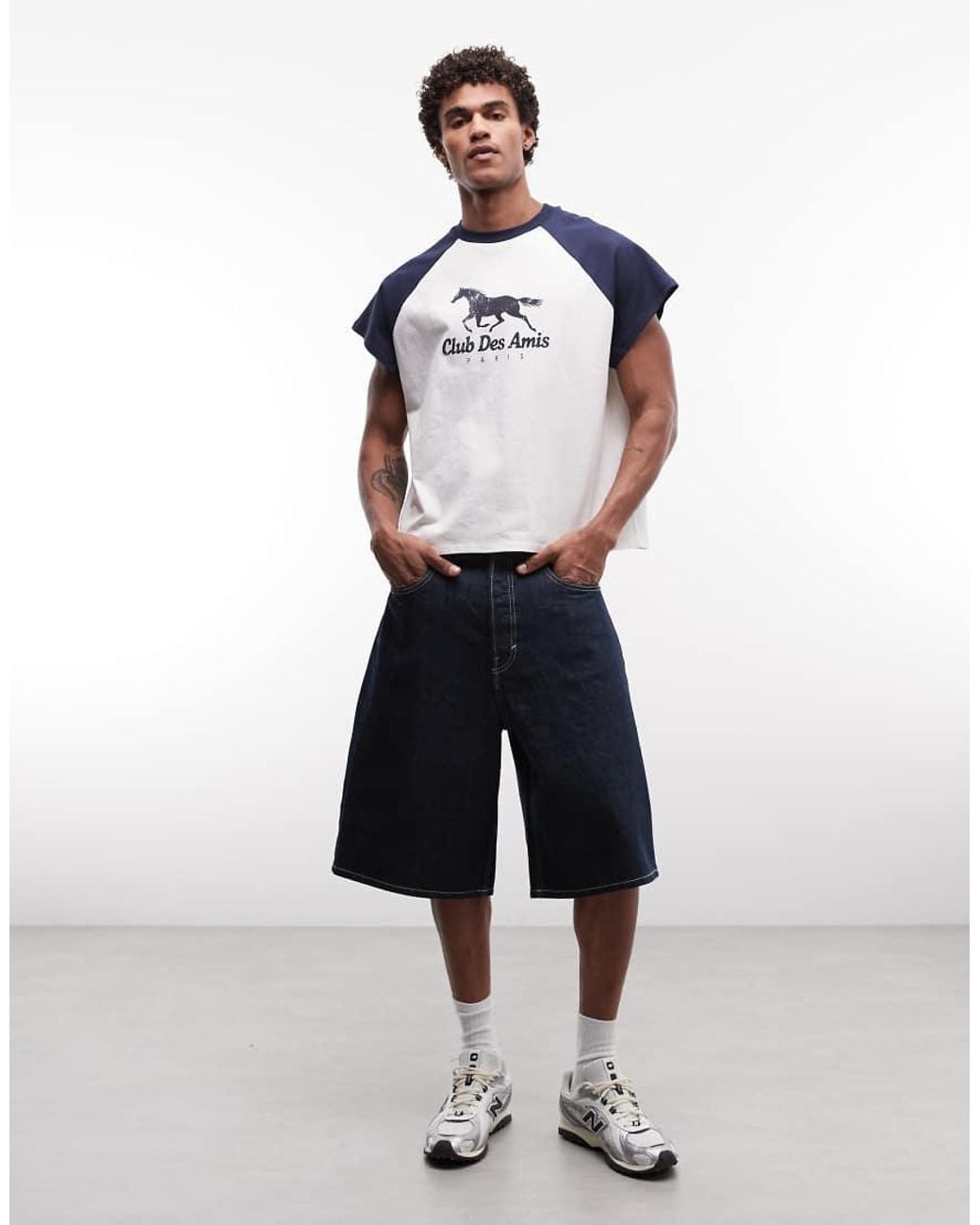ASOS Blue Boxy Oversized T-Shirt With Horse Graphic for men