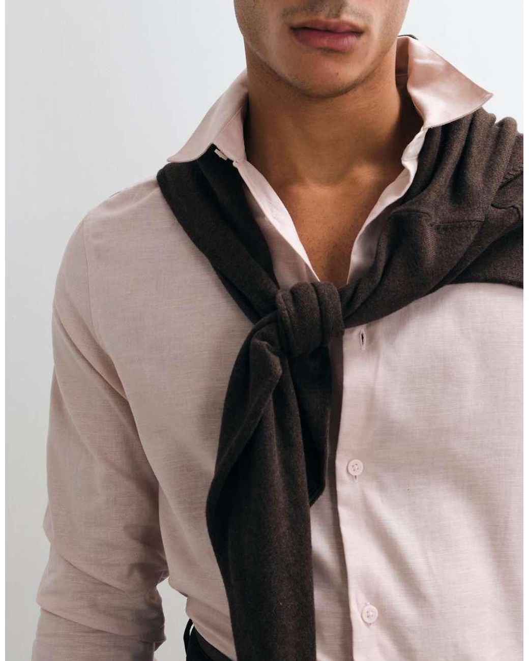 ASOS White Regular Fit Smart Linen Blend Shirt for men