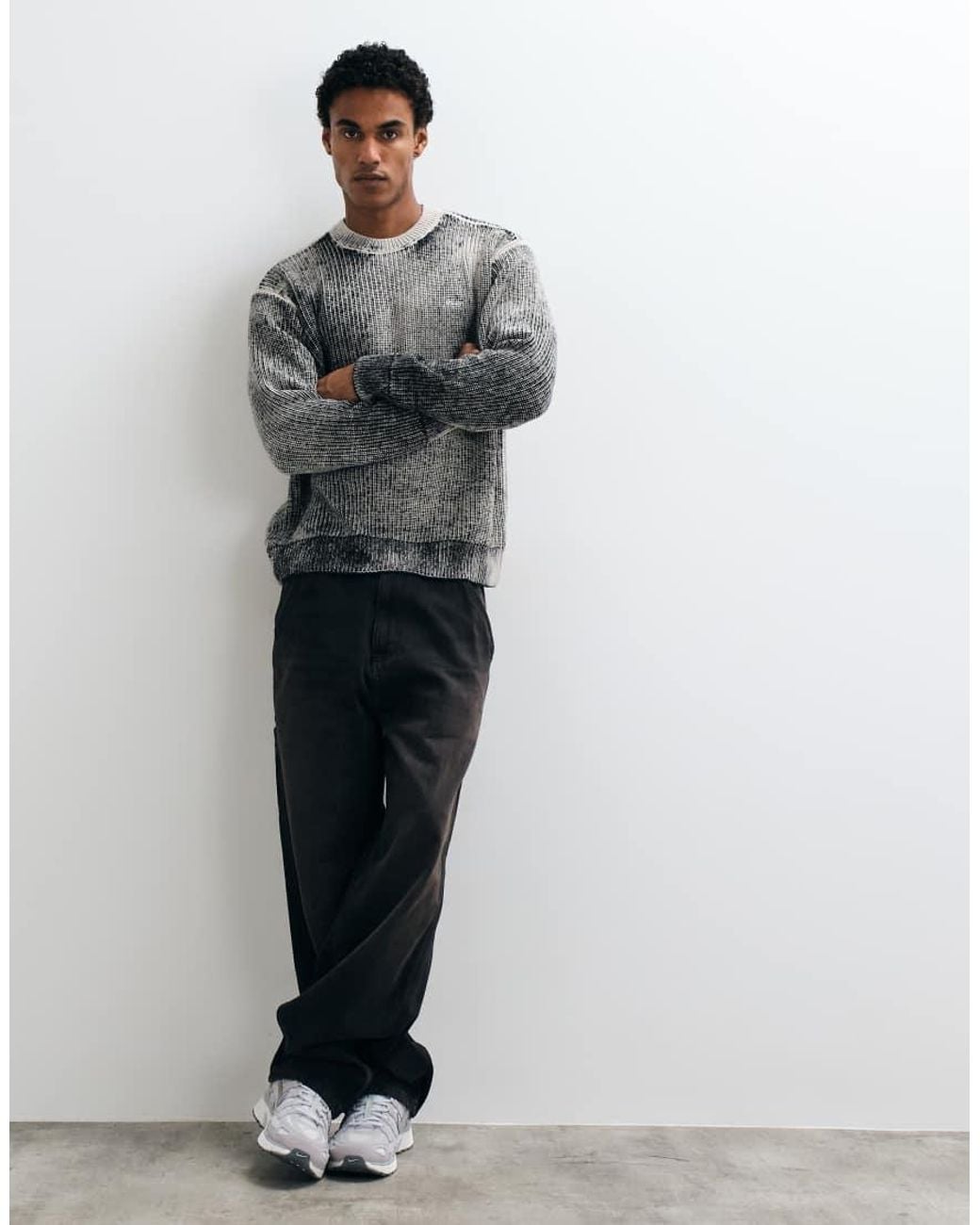 Obey Gray Spray Effect Crewneck Jumper for men