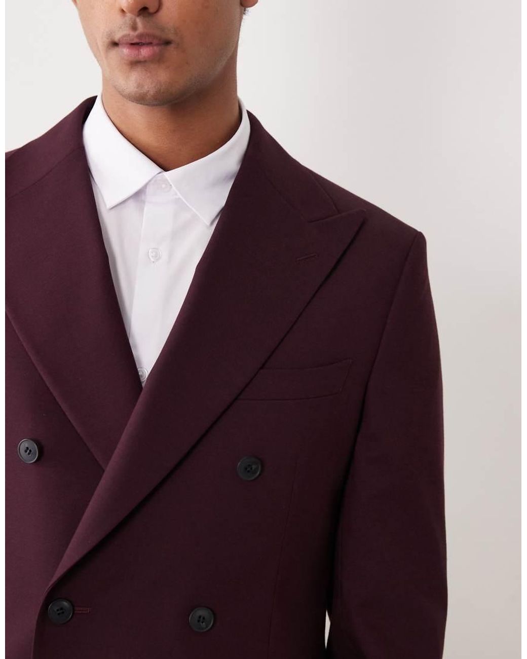 ASOS Purple Regular Double Breasted Suit Jacket for men