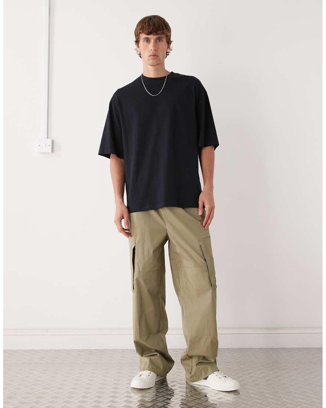 Collusion Black Oversized Skater Fit T-shirt for men