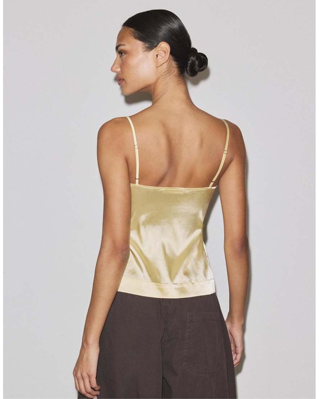 Stradivarius Gray Satin Camisole Top