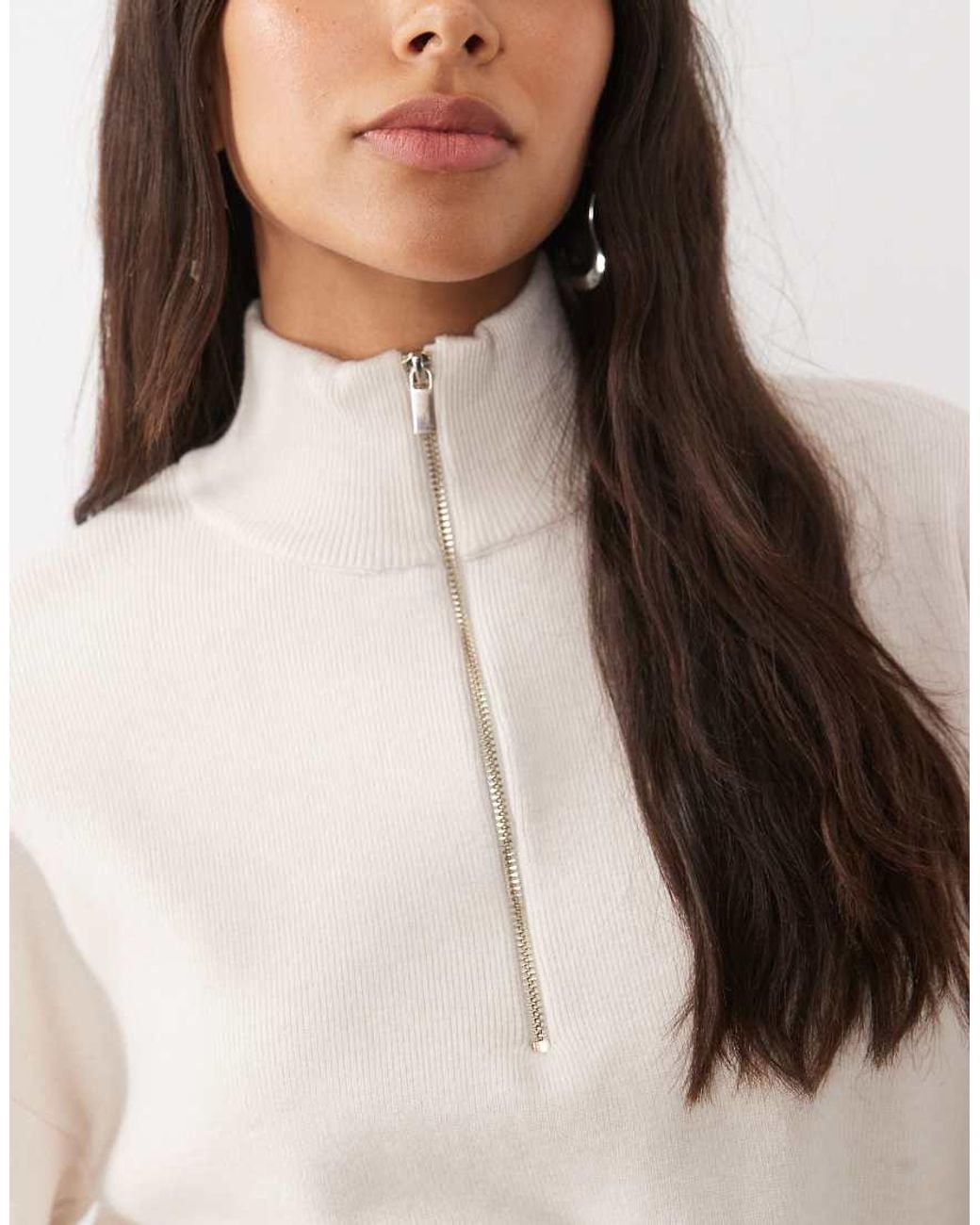 New Look Natural Compact Knit Half Zip Jumper