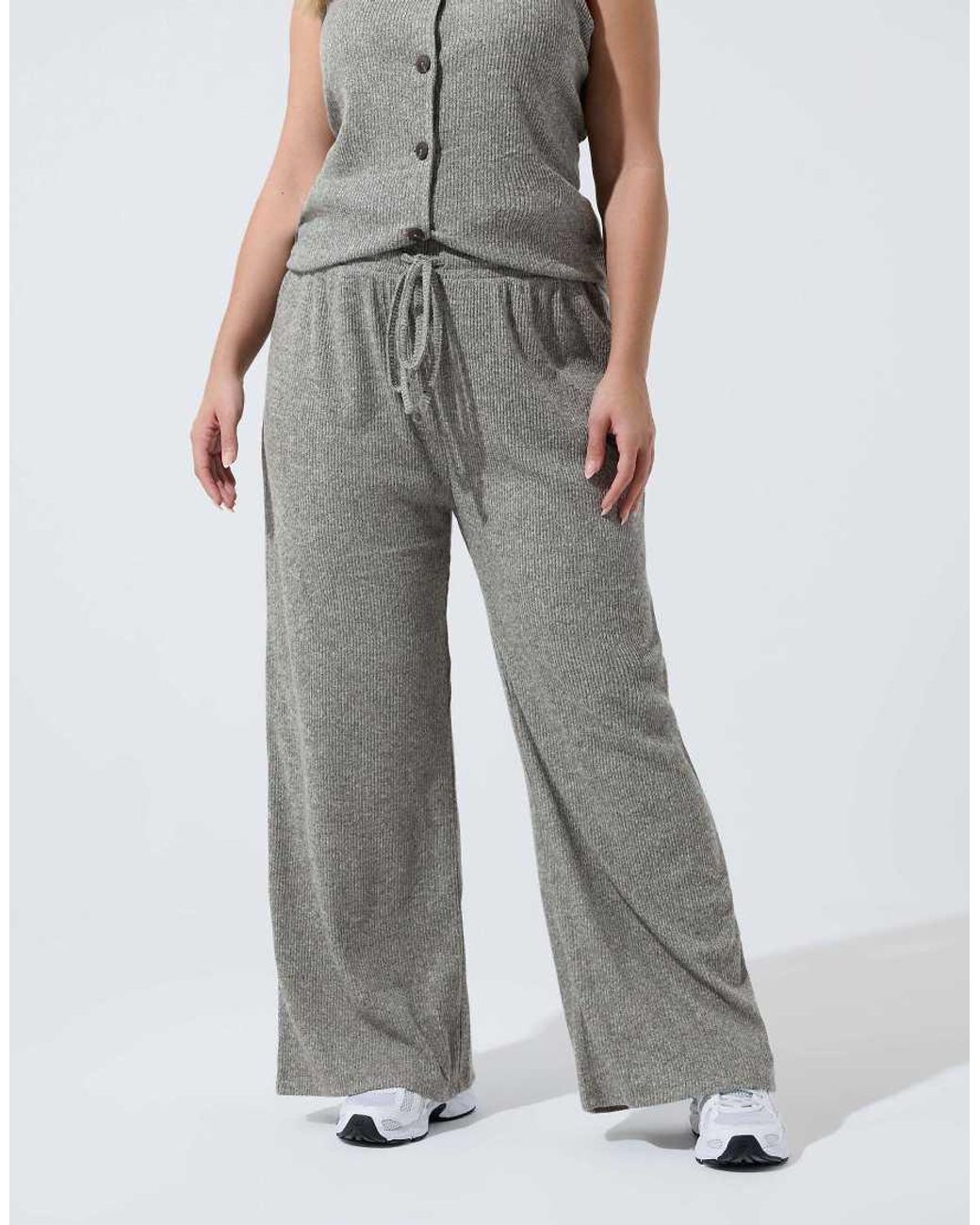 Yours Clothing Gray Drawstring Wide Leg Trousers
