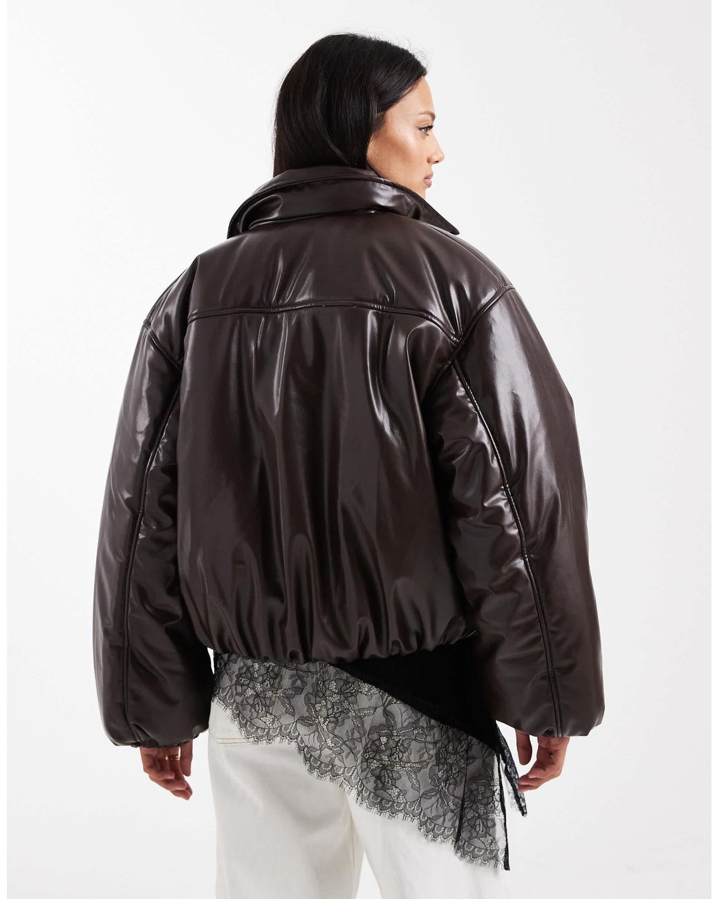 Object White Premium Faux Leather Padded Jacket