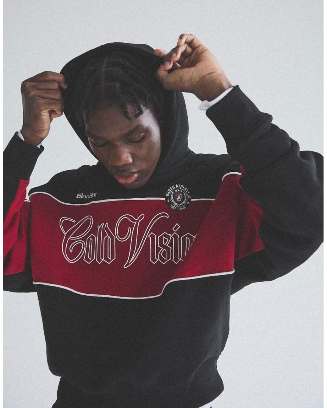 Bershka Red Contrast Print Hood Sweatshirt for men