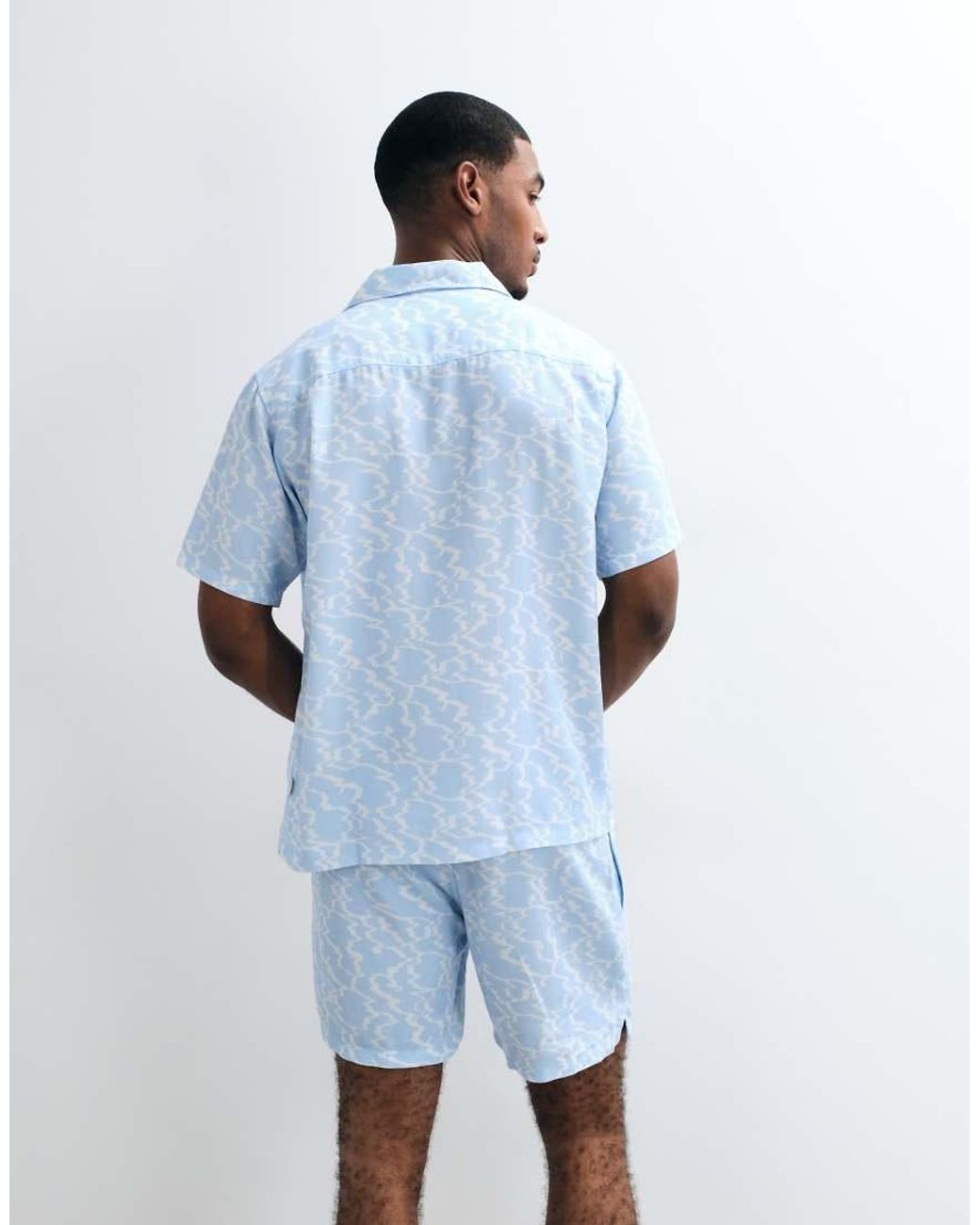 BLKVIS Blue Bagliore Patterned Shorts Co-ord for men