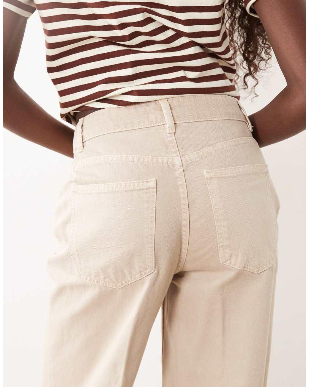 ASOS Natural Wide Leg Jean With Crease Front