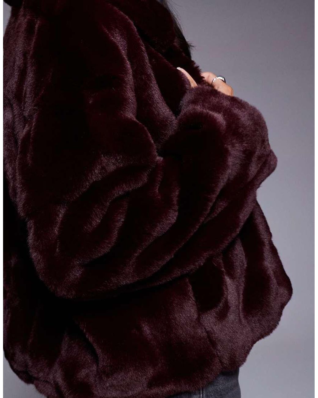 Bardot Blue Sylvie Zip Faux Fur Jacket