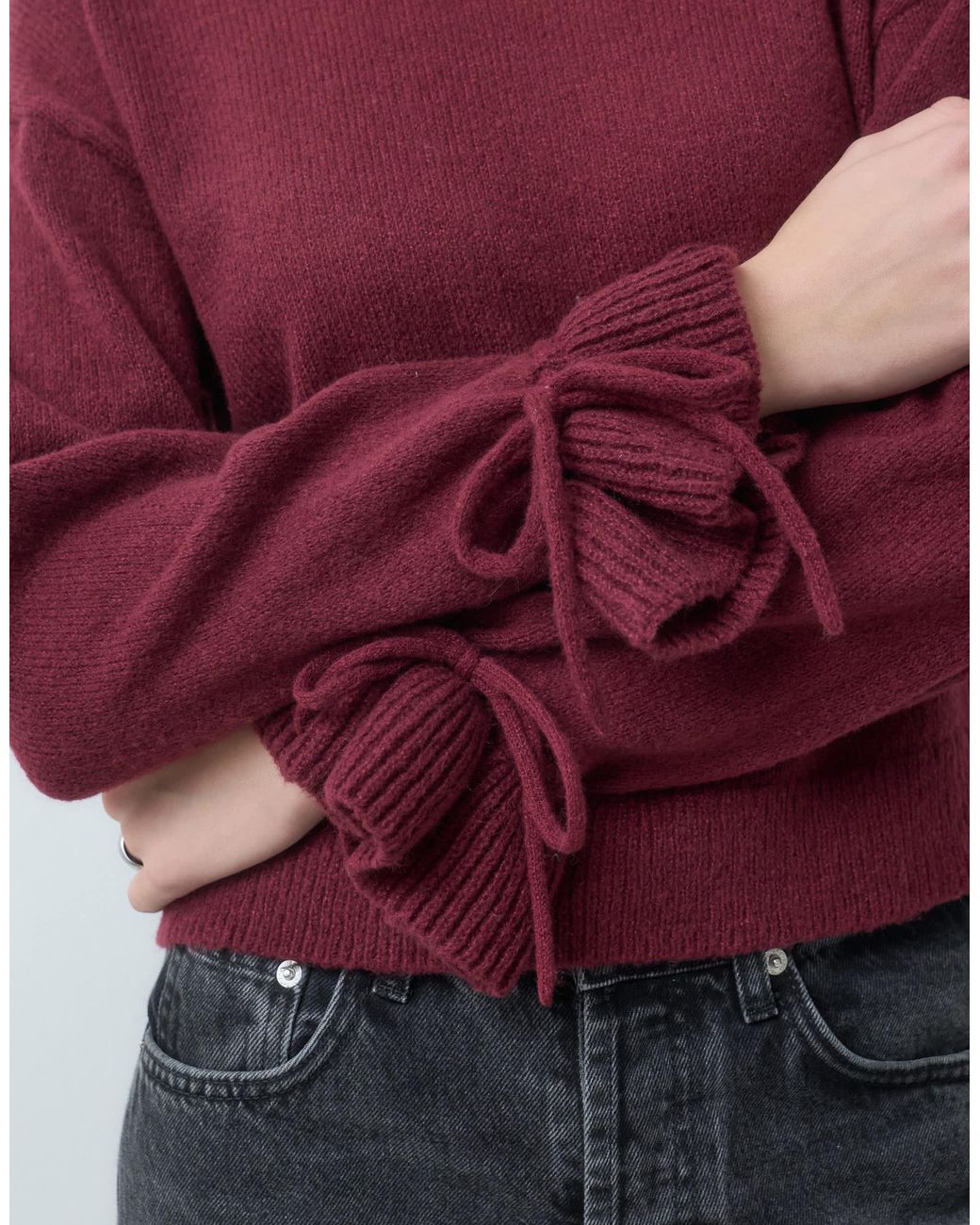 Pull à détail Pieces en coloris Red
