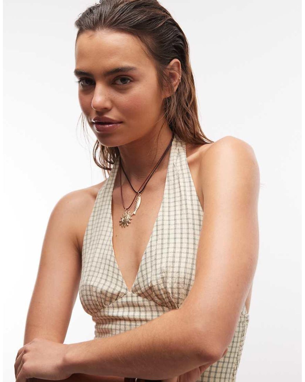 Cotton On Natural Kaity Halter Mini Dress