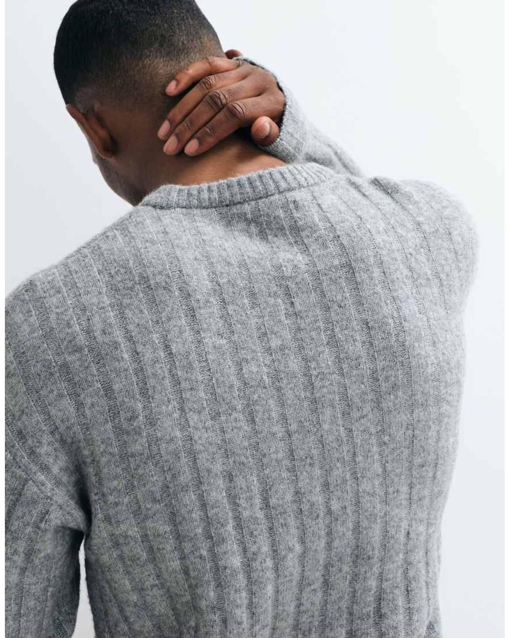 Jack & Jones Gray Chunky Rib Knit Jumper for men