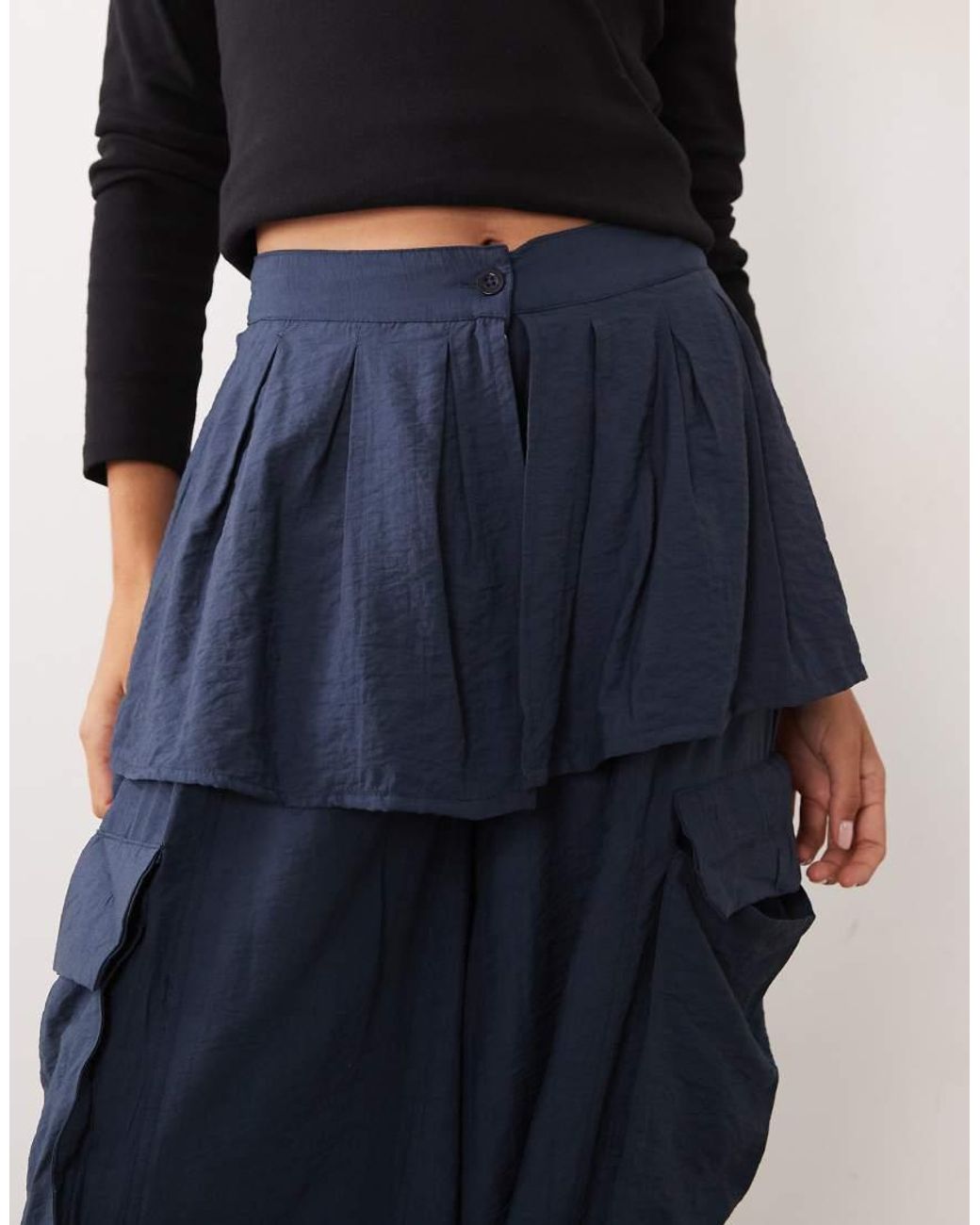 ASOS Blue Balloon Leg Skirt Detail Pants