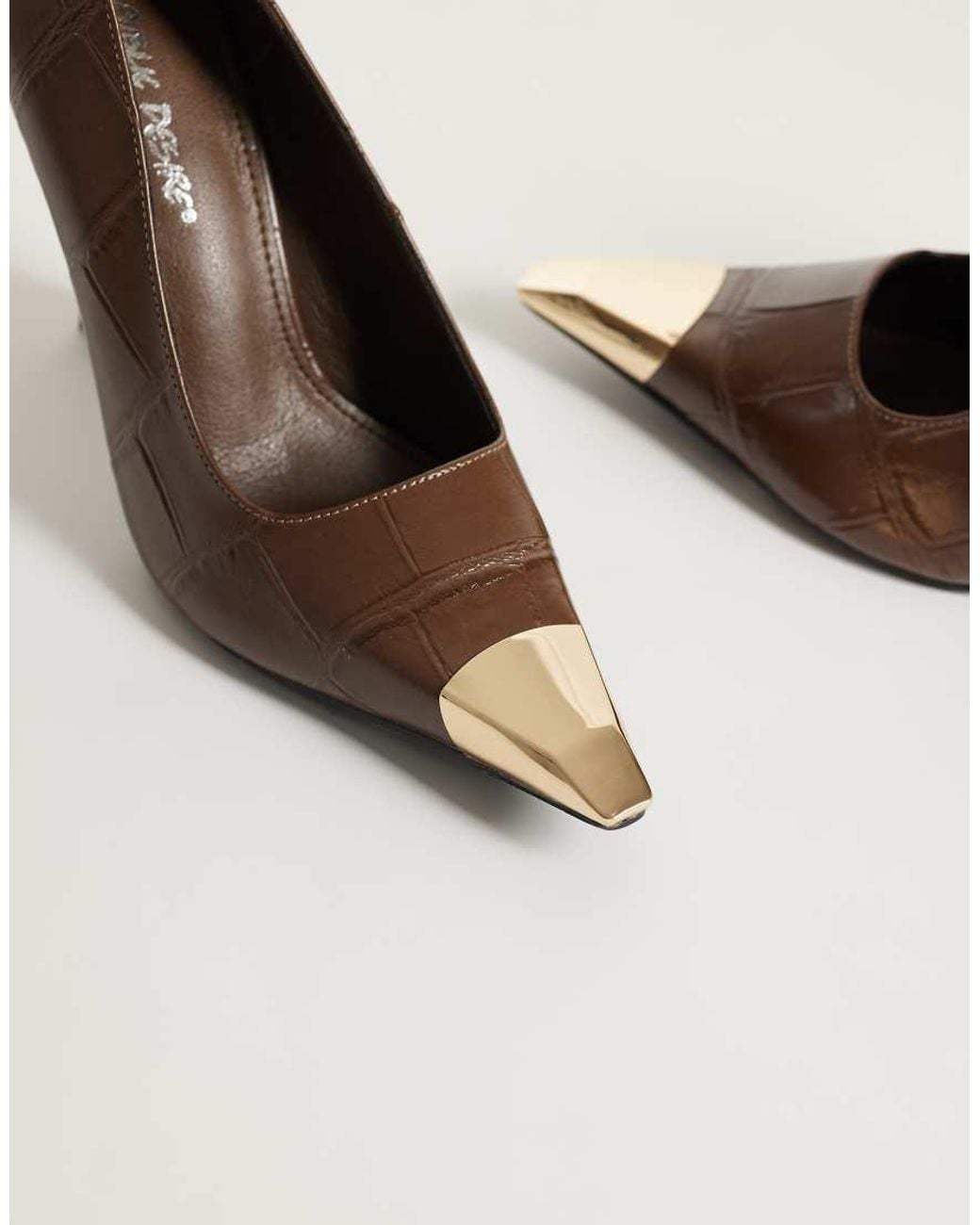 Public Desire Brown Rotate Heeled Pumps