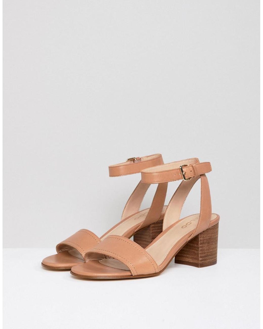 ALDO Tan Block Heeled Sandals in Brown | Lyst