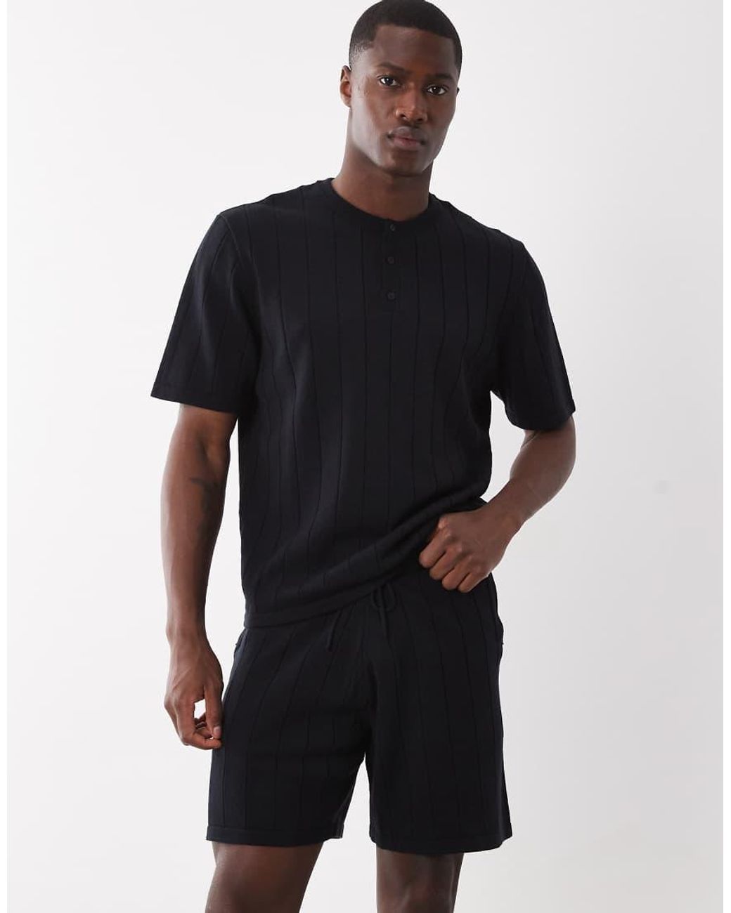 ASOS Blue Knit Wide Rib Shorts for men