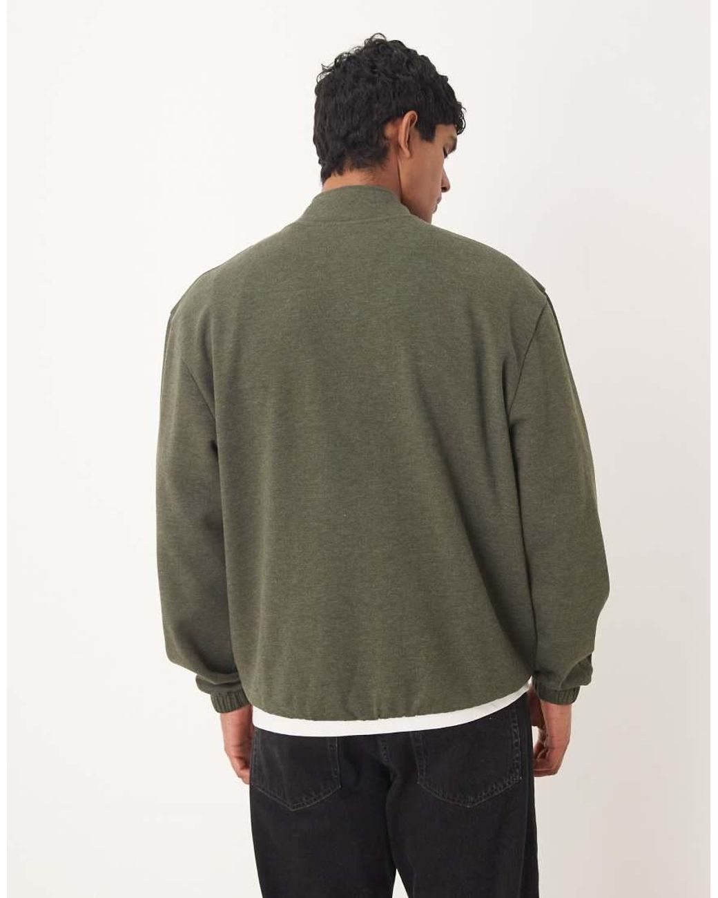 ASOS Green Relaxed Quarter Zip With Pocket for men