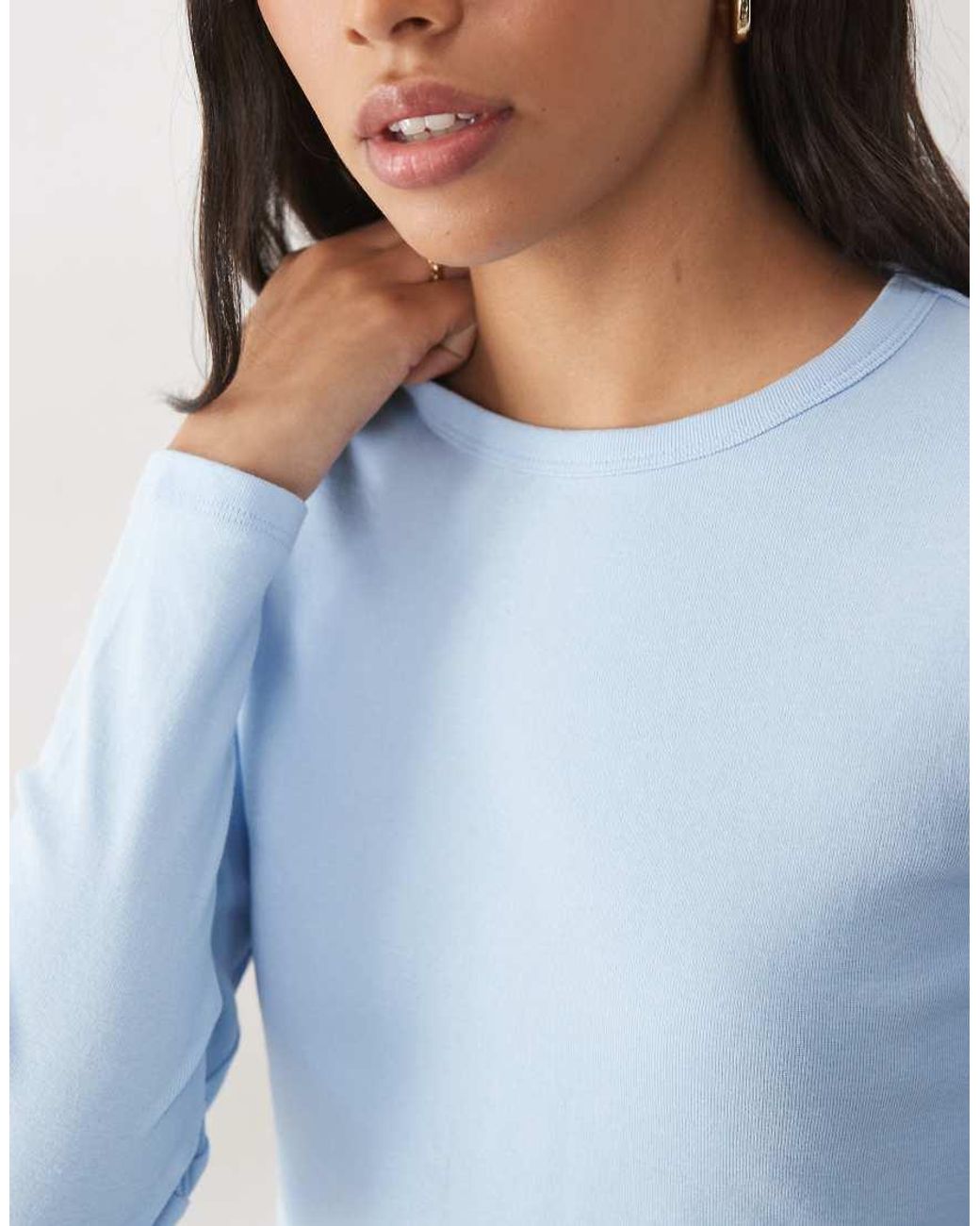 Abercrombie & Fitch Blue Ribbed Long Sleeve Top