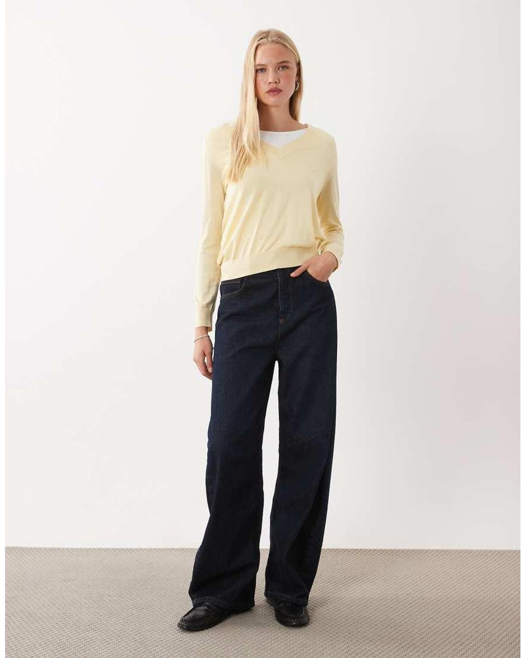 Mango Natural V Neck Jumper