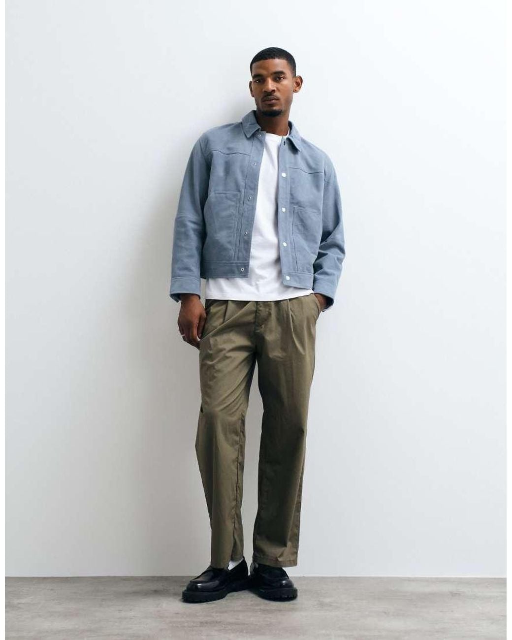 SELECTED Blue 100% Suede Trucker Jacket for men