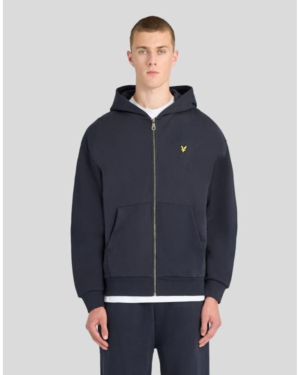 Lyle & Scott Blue Mid Layers Heavyweight Loopback Full Zip Hoodie for men