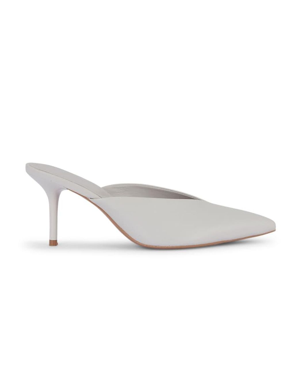 SEQWL White High Heel Slip On Mules Pointed Toe V Front Shoes