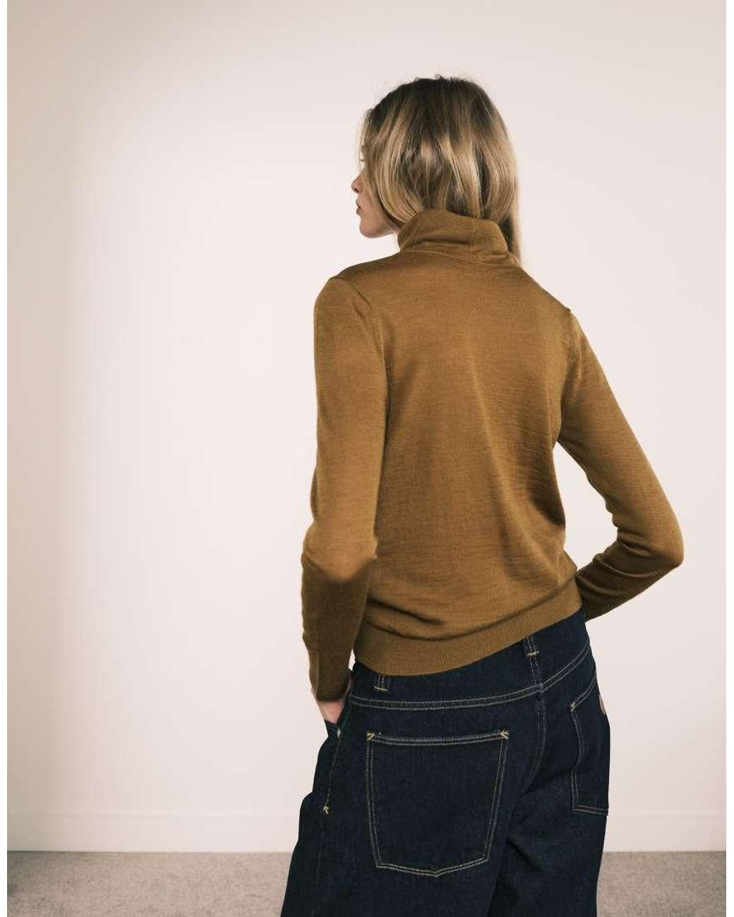 Mango Blue Roll Neck Fine Jumper