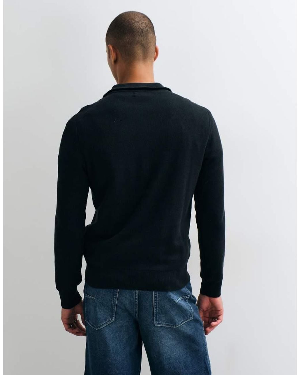 Polo Ralph Lauren Blue Icon Textured Standard Fit Quarter Zip Sweatshirt for men