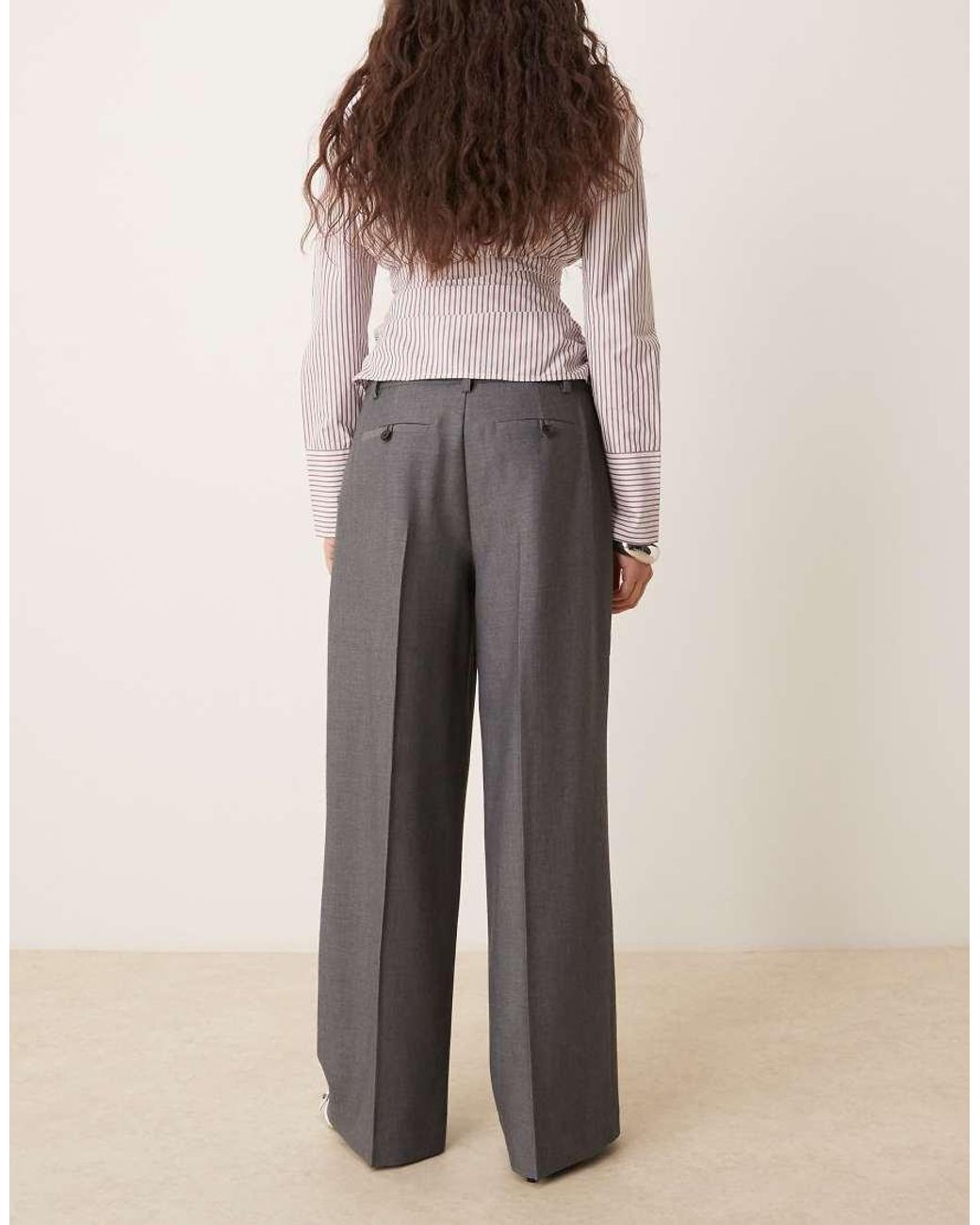 Gina Tricot Gray Wide Pleated Trousers