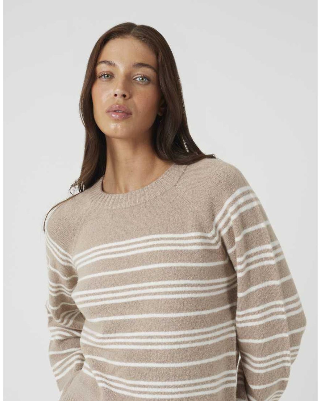 Brave Soul Natural Raglan Sleeve Stripe Jumper