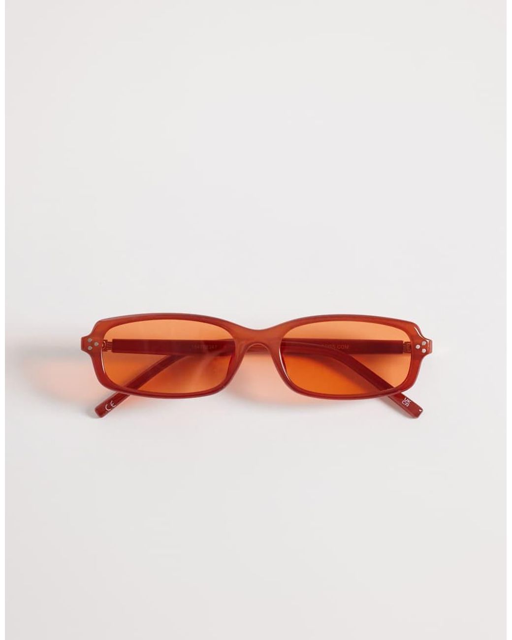 ASOS Pink Premium Slim Rectangle Sunglasses for men