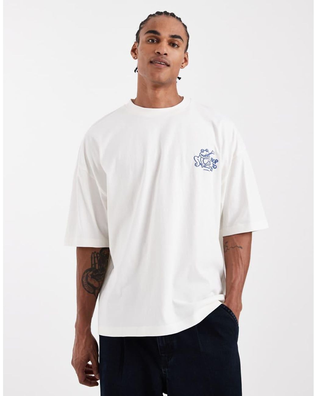ASOS White Oversized T-shirt With Hazy Pale Puff Print for men