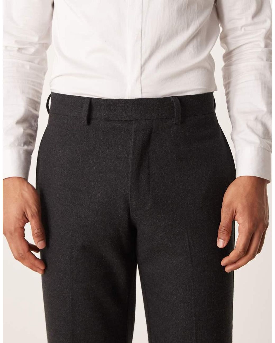 ASOS Black Wool Look Straight Suit Trousers for men