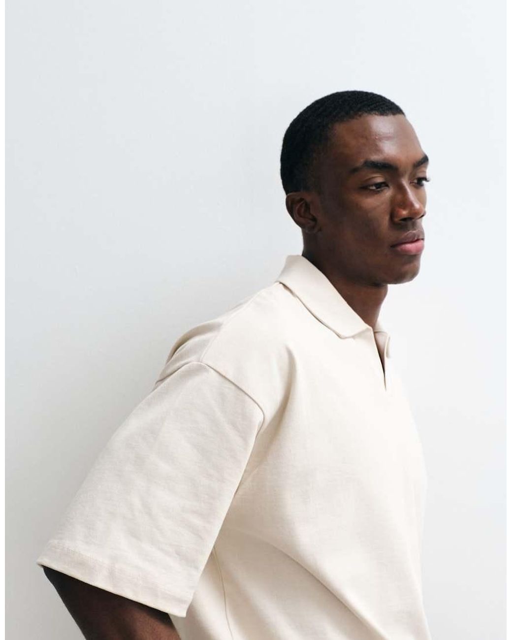 ASOS White Heavyweight Boxy Oversized Polo for men