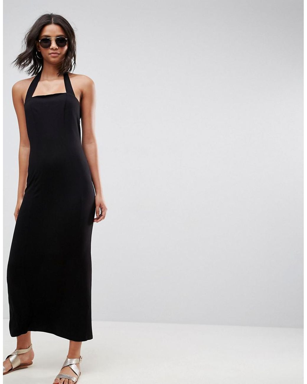 Square Neck Halter Bodycon Dress 