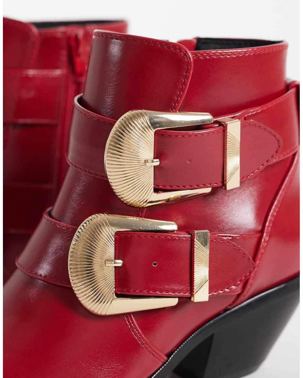 ASOS Red Ruben Boho Buckle Heeled Ankle Boots