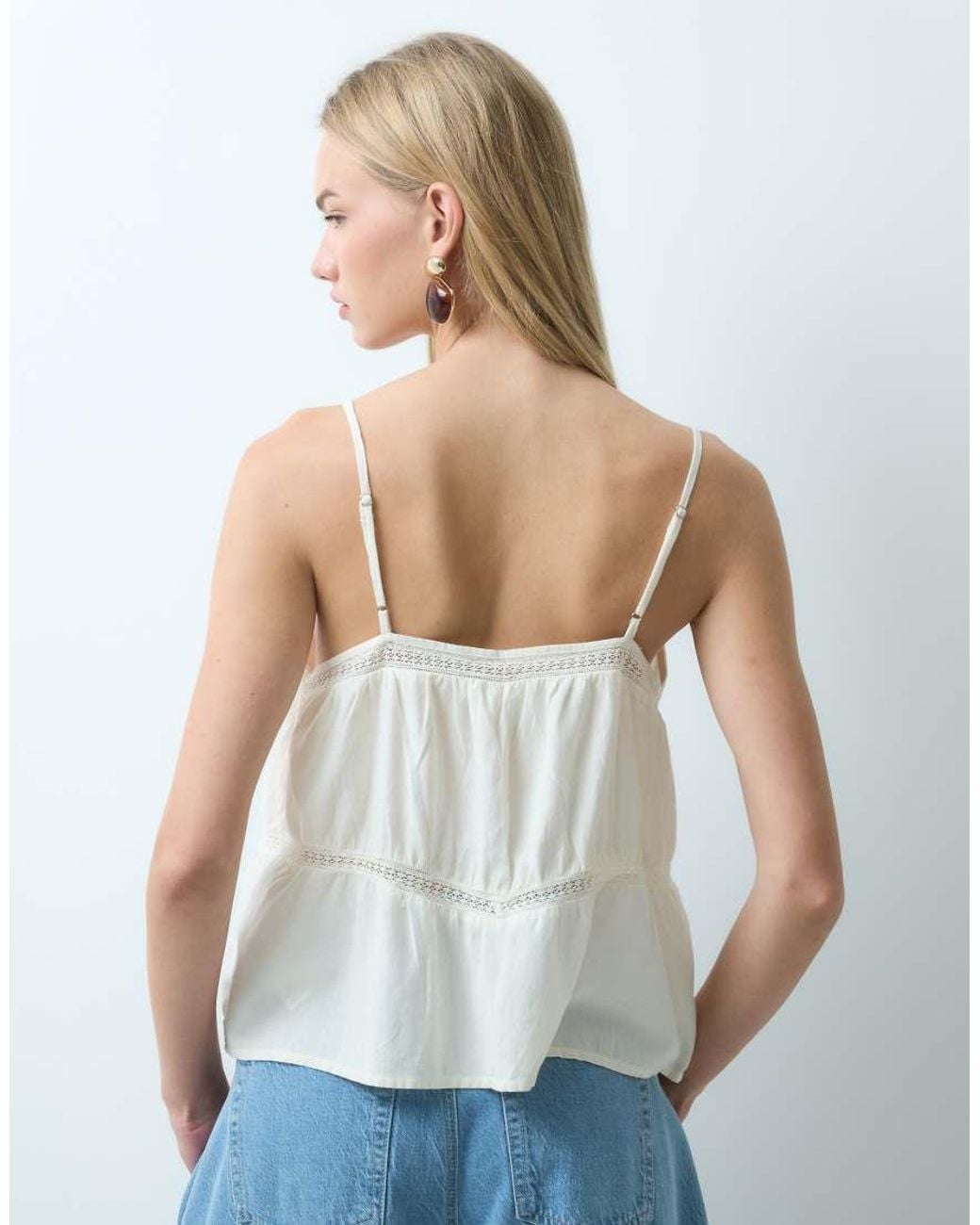 Vila White Lace Trim Cami Top Co-ord