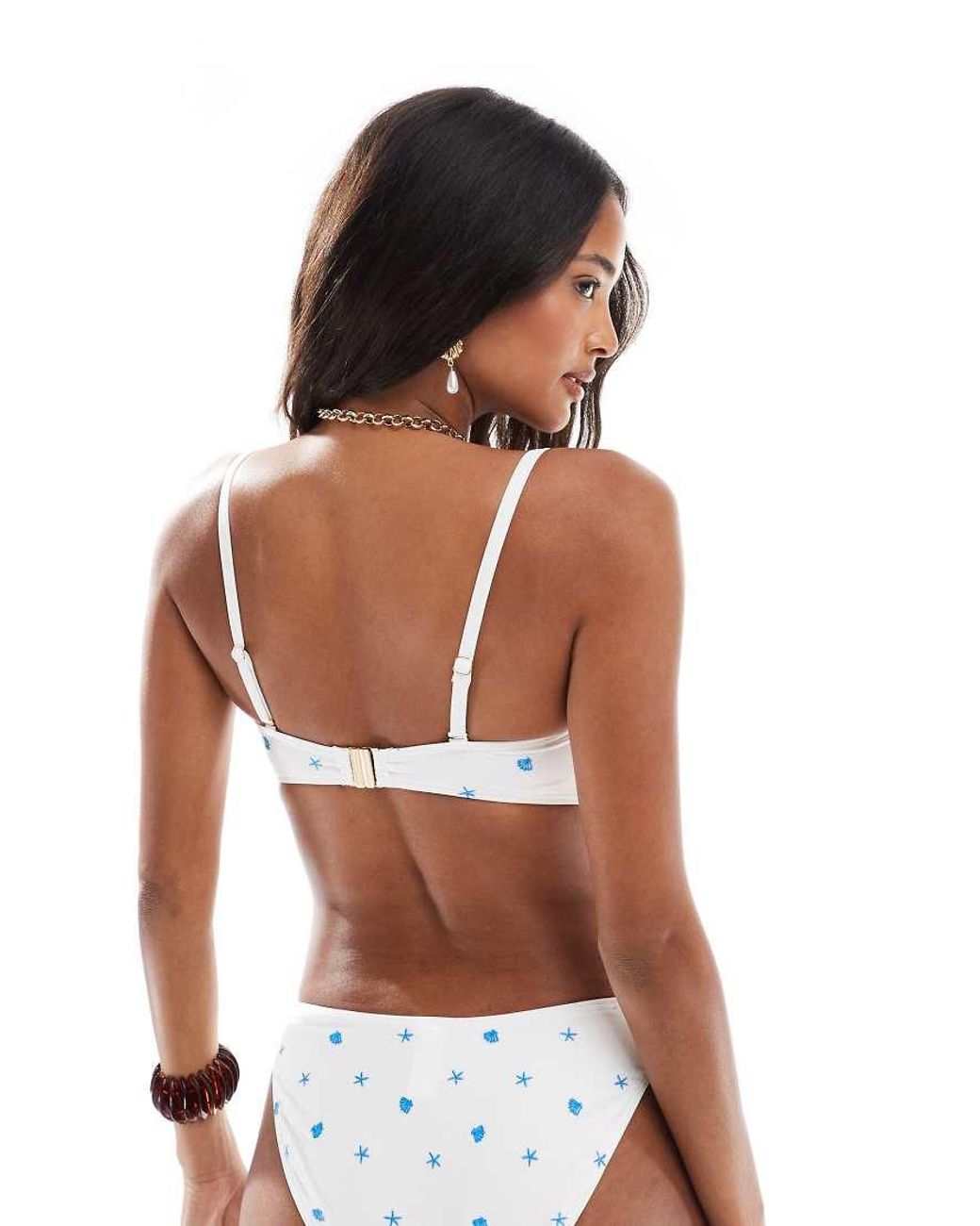 New Look White Starfish Bandeau Bikini Top