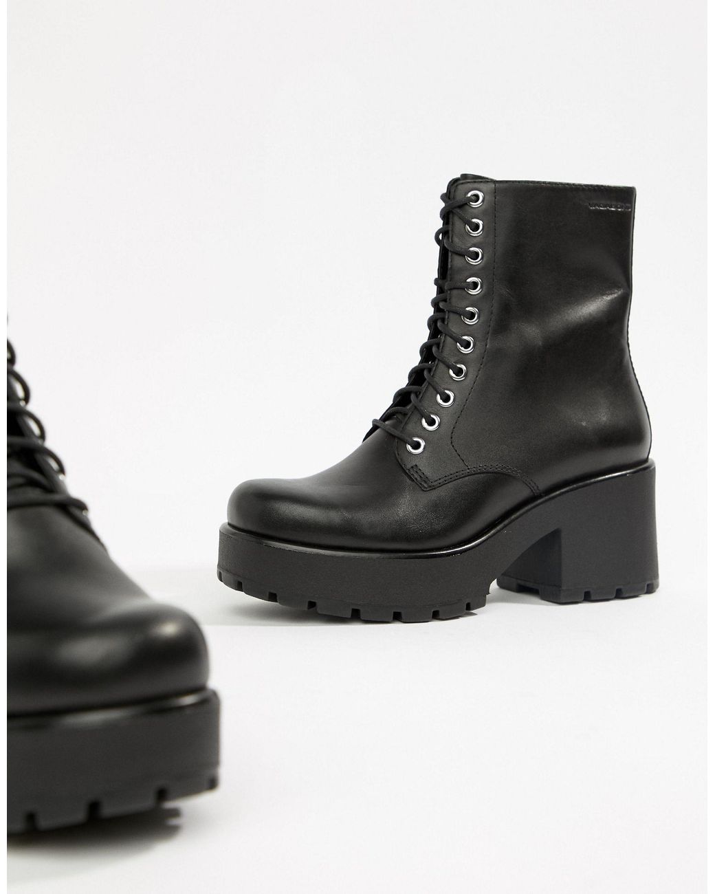Vagabond Shoemakers Dioon Lace Up Chunky Leather Ankle Boots in Black | Lyst