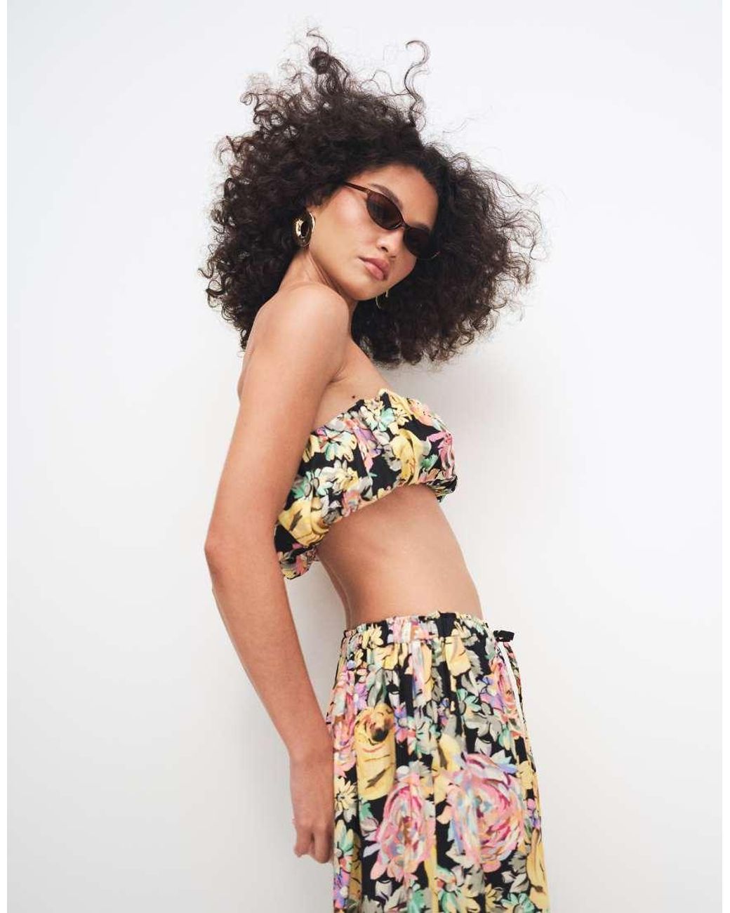 ASOS Multicolor Ruffle Hem Micro Bandeau Co-Ord